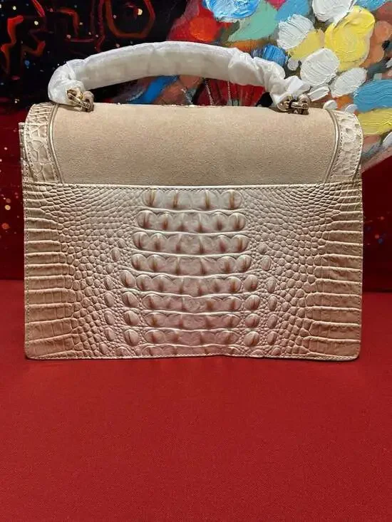 Brahmin Hallie Birch Del Mar Leather Satchel with Seashell Embroidery - Picture 5 of 6